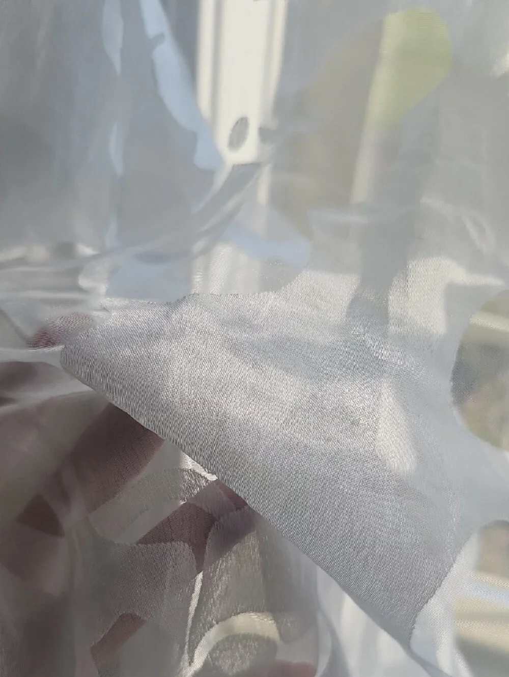 Sheer White Leaf Grommet Window Curtain Panel Wilshire Burnout 54wx84L- Set Of 8